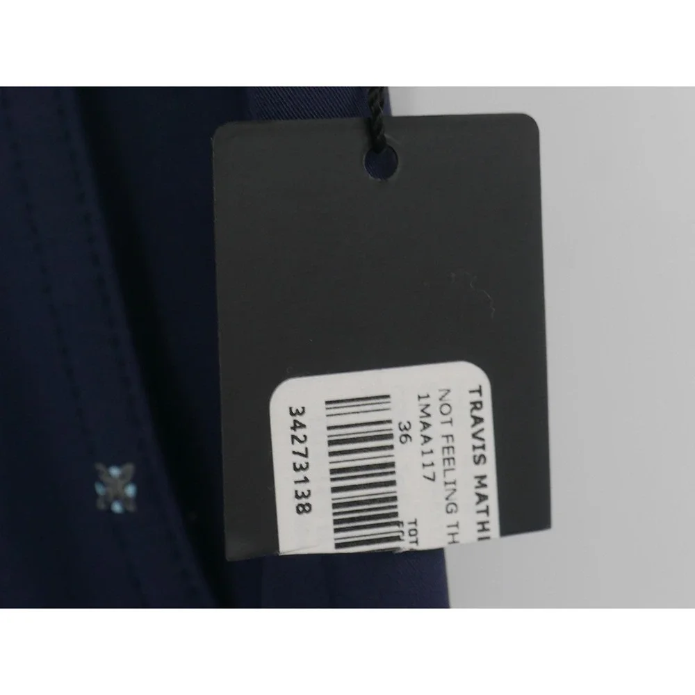 Travis Mathew Shorts Mens 36 Blue Micro Geo Print Stretch Golf Chino Casual